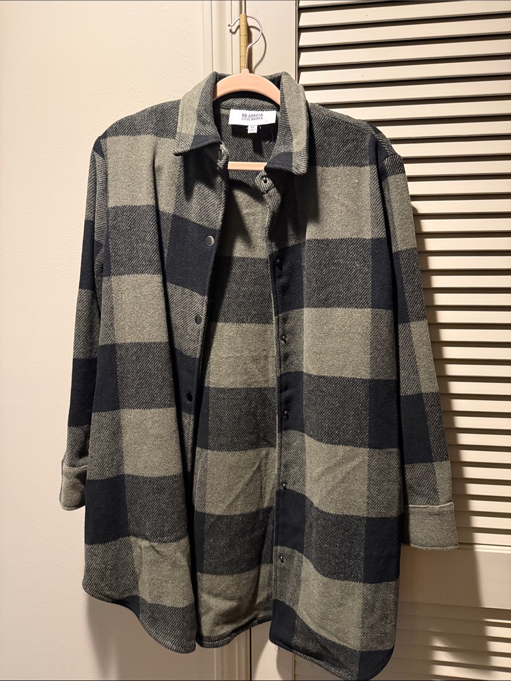 Women’s Oversized Check Wool-Blend Shacket - Black & Gray